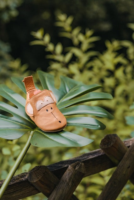 Chaussons Blublu monkey - Vanille Coton