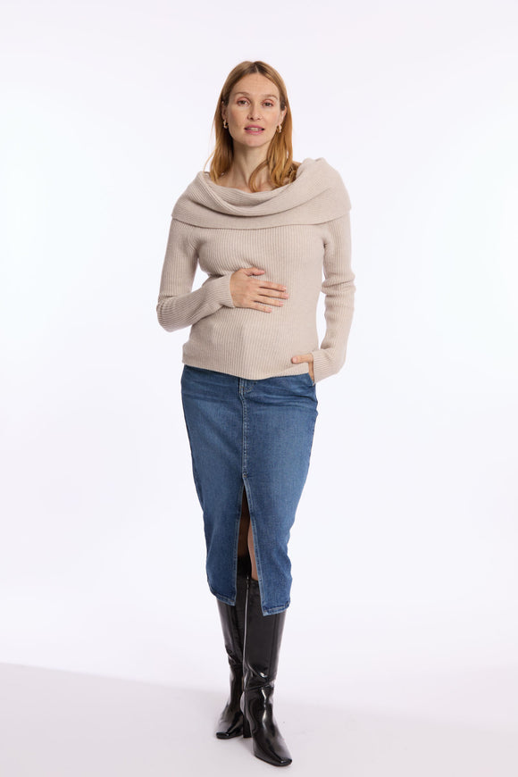 Pull de grossesse et d'allaitement KIM - Vanille Coton