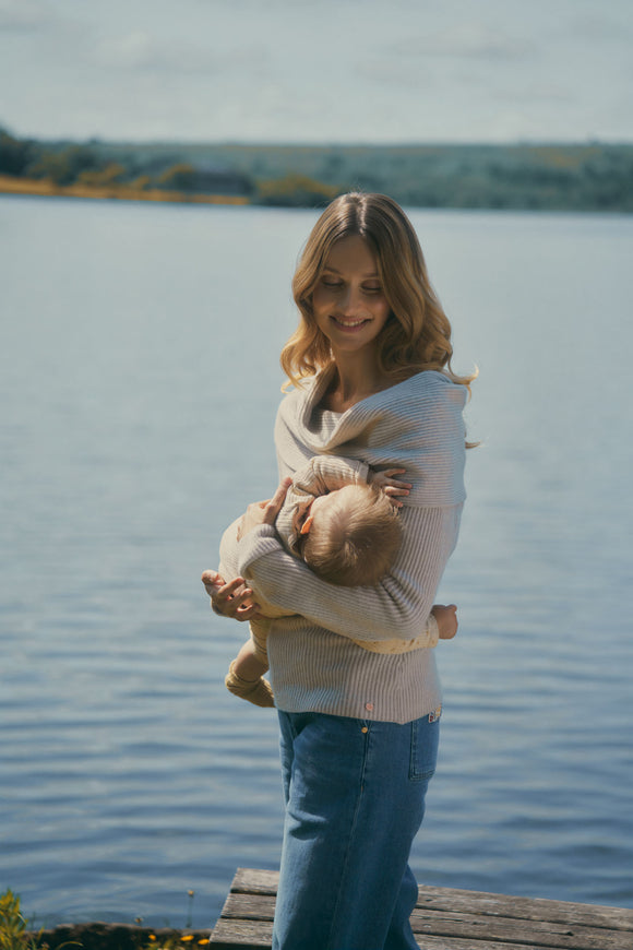 Pull de grossesse et d'allaitement KIM - Vanille Coton