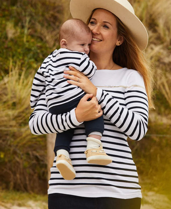 Marinière bébé Blanc/marine - Vanille Coton